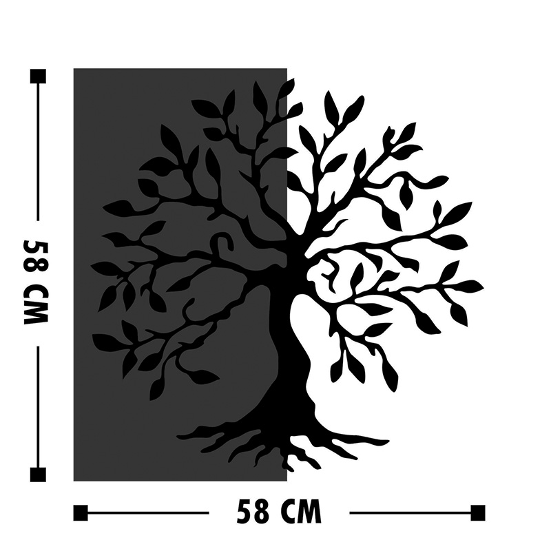 Dekor muri Trelbo pakoworld dru pishe në ngjyrë natyrale dhe metal i zi 58x3x58cm