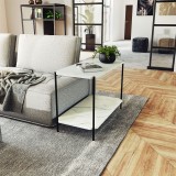 Tavolinë anësore Mara MDF mermer i bardhë-e zezë 80x40x55cm