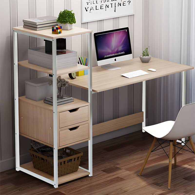 Tavolinë Zayn ΙΙ pakoworld me raft-MDF natyrale-e bardhë 107x40x110cm