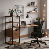 Tavolinë Zayn ΙΙ pakoworld me raft-MDF arre-e zezë 107x40x110cm