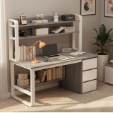 Tavolinë Soco pakoworld me raft-MDF gri-e bardhë 120x50x147cm