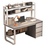 Tavolinë Soco pakoworld me raft-MDF gri-e bardhë 120x50x147cm