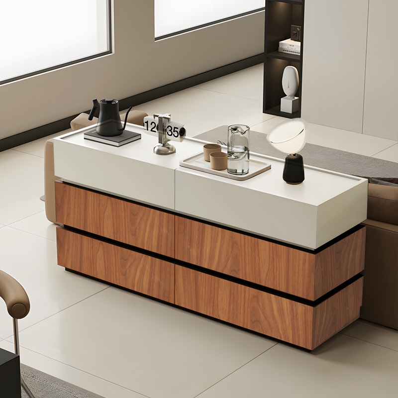 Komodinë Sonlen pakoworld mdf në nuancë arre-bezhe 120x40x72cm