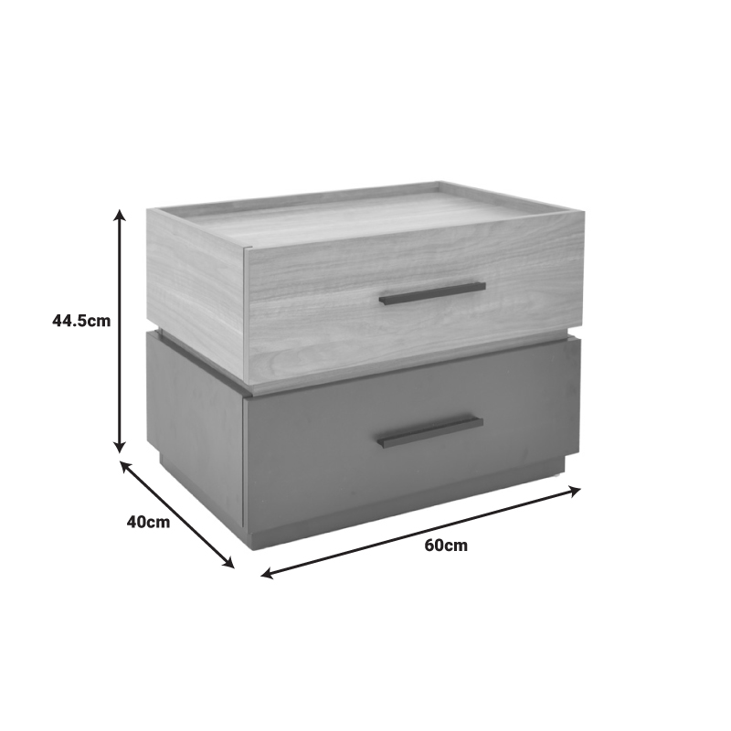 Komodinë Sonlen pakoworld mdf në nuancë sonoma-qymyrguri 60x40x44.5cm