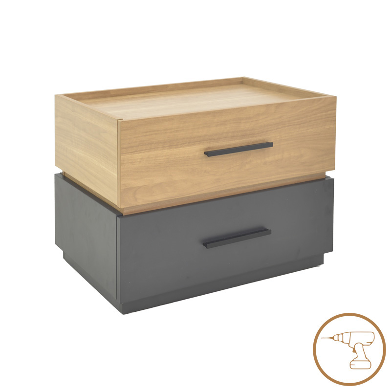 Komodinë Sonlen pakoworld mdf në nuancë sonoma-qymyrguri 60x40x44.5cm