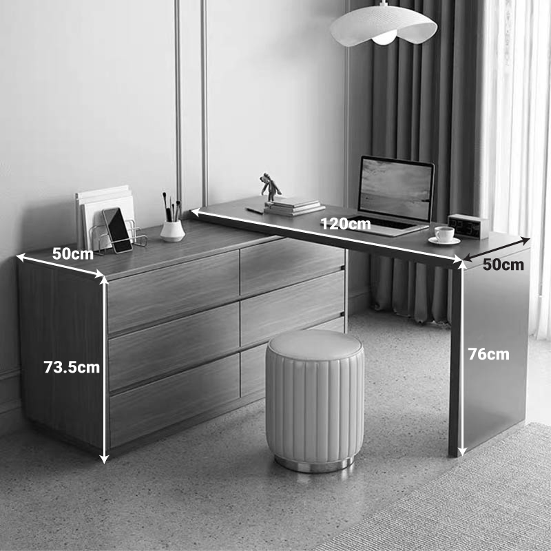 Tavolinë multifunksionale me njësi sirtarësh të integruar, Reaze pakoworld MDF në ngjyrë arrë-antracit të lehtë 120x50x73.5 cm.