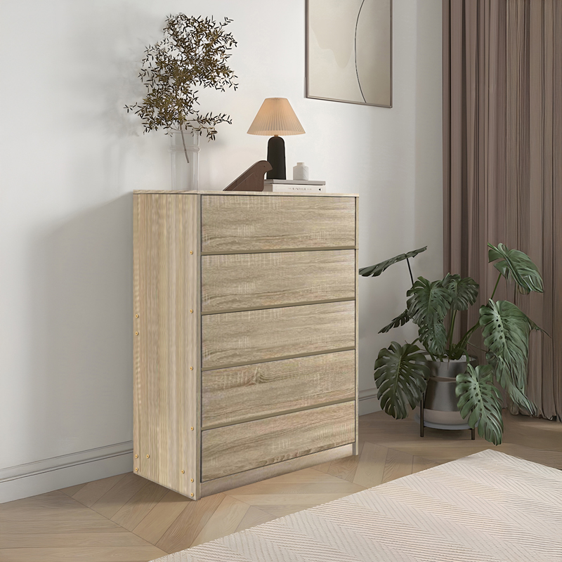 Komodinë Kuanger pakoworld mdf në nuancë natyrale 80x40x109cm