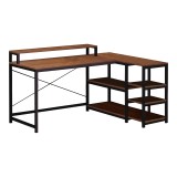 Zyrë kompjuteri këndi i djathtë Tebul pakoworld MDF-metal në ngjyrë arrë 130x60x88cm