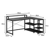 Zyrë kompjuteri këndi i djathtë Tebul pakoworld MDF-metal në ngjyrë arrë 130x60x88cm