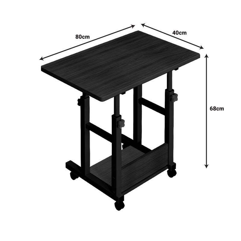 Tavolinë lëvizëse Stolu I pakoworld mdf-metal në ngjyrë lisi të errët 80x40x68cm