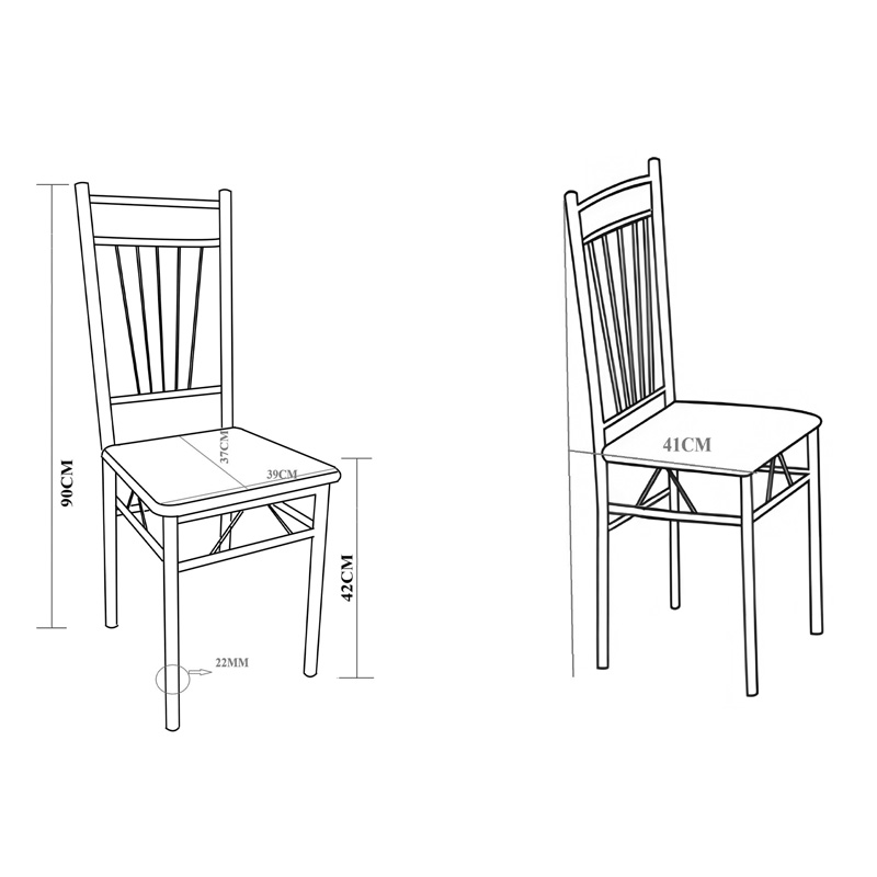Set ngrënieje Roza I pakoworld 5 copë në ngjyrë natyrale me këmbë metalike të bardha 110x68x75cm