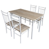 Set ngrënieje Roza I pakoworld 5 copë në ngjyrë natyrale me këmbë metalike të bardha 110x68x75cm