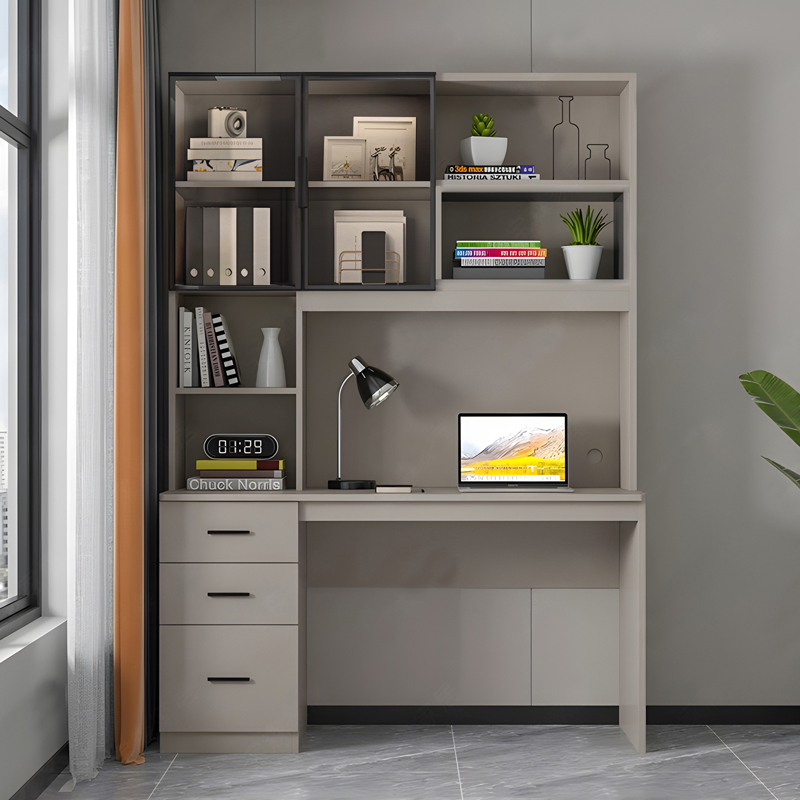 Tavolinë kompjuteri-librari Citoro pakoworld mdf në ngjyrë bezhë 120x50x180cm