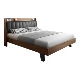 Krevat dopio Frankly pakoworld mdf-pu në ngjyrë arrë-zezë 150x200cm