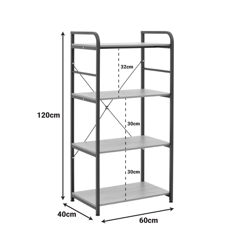 Raft në këmbë Depo pakoworld metal i bardhë-mdf në nuancë natyrale 60x40x120cm