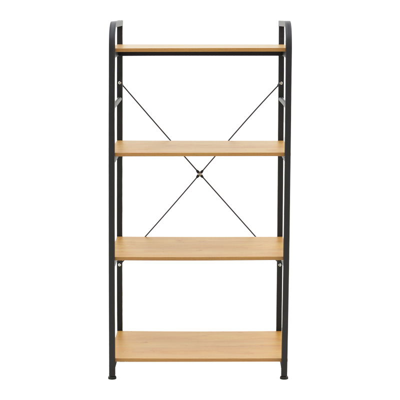 Raft në këmbë Depo pakoworld metal i zi-mdf në nuancë lisi 60x40x120cm