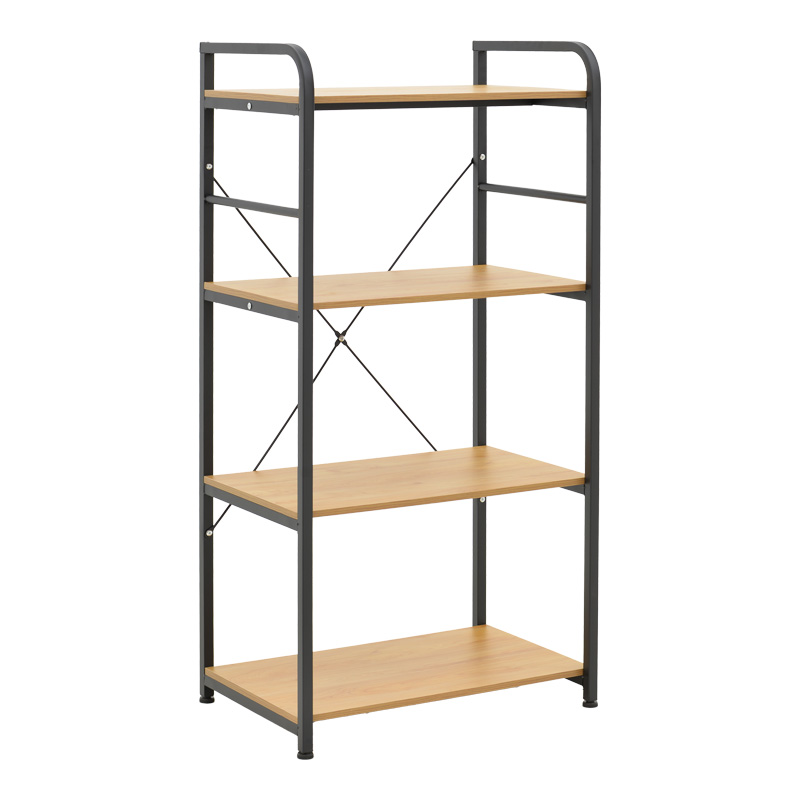 Raft në këmbë Depo pakoworld metal i zi-mdf në nuancë lisi 60x40x120cm