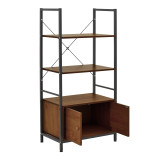 Raft në këmbë me dollap Kuili pakoworld metal i zi-mdf në nuancë arre 60x36x121cm