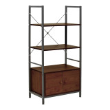 Raft në këmbë me dollap Kuili pakoworld metal i zi-mdf në nuancë arre 60x36x121cm