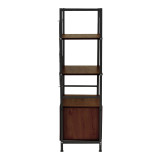 Raft në këmbë me dollap Kuili pakoworld metal i zi-mdf në nuancë arre 60x36x121cm