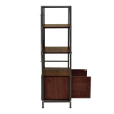 Raft në këmbë me dollap Kuili pakoworld metal i zi-mdf në nuancë arre 60x36x121cm
