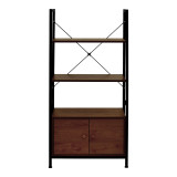 Raft në këmbë me dollap Kuili pakoworld metal i zi-mdf në nuancë arre 60x36x121cm