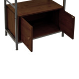 Raft në këmbë me dollap Kuili pakoworld metal i zi-mdf në nuancë arre 60x36x121cm