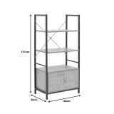 Raft në këmbë me dollap Kuili pakoworld metal i zi-mdf në nuancë arre 60x36x121cm