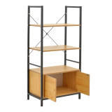 Raft në këmbë me dollap Kuili pakoworld metal i zi-mdf në nuancë lisi 60x36x121cm