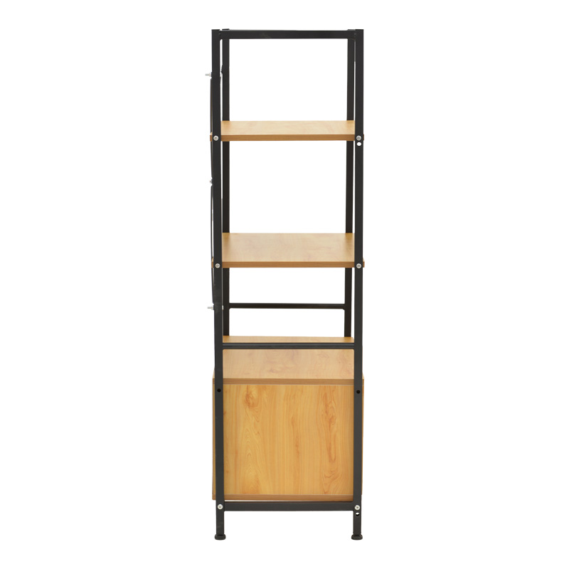 Raft në këmbë me dollap Kuili pakoworld metal i zi-mdf në nuancë lisi 60x36x121cm