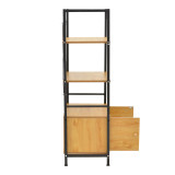 Raft në këmbë me dollap Kuili pakoworld metal i zi-mdf në nuancë lisi 60x36x121cm