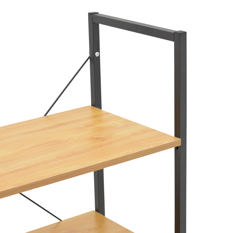 Raft në këmbë me dollap Kuili pakoworld metal i zi-mdf në nuancë lisi 60x36x121cm