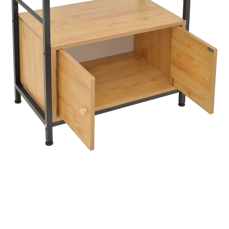 Raft në këmbë me dollap Kuili pakoworld metal i zi-mdf në nuancë lisi 60x36x121cm