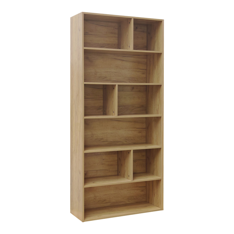 Bibliotekë Evergin pakoworld me sirtarë mdf në ngjyrë lisi 80x30x180cm