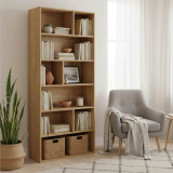 Bibliotekë Evergin pakoworld me sirtarë mdf në ngjyrë lisi 80x30x180cm