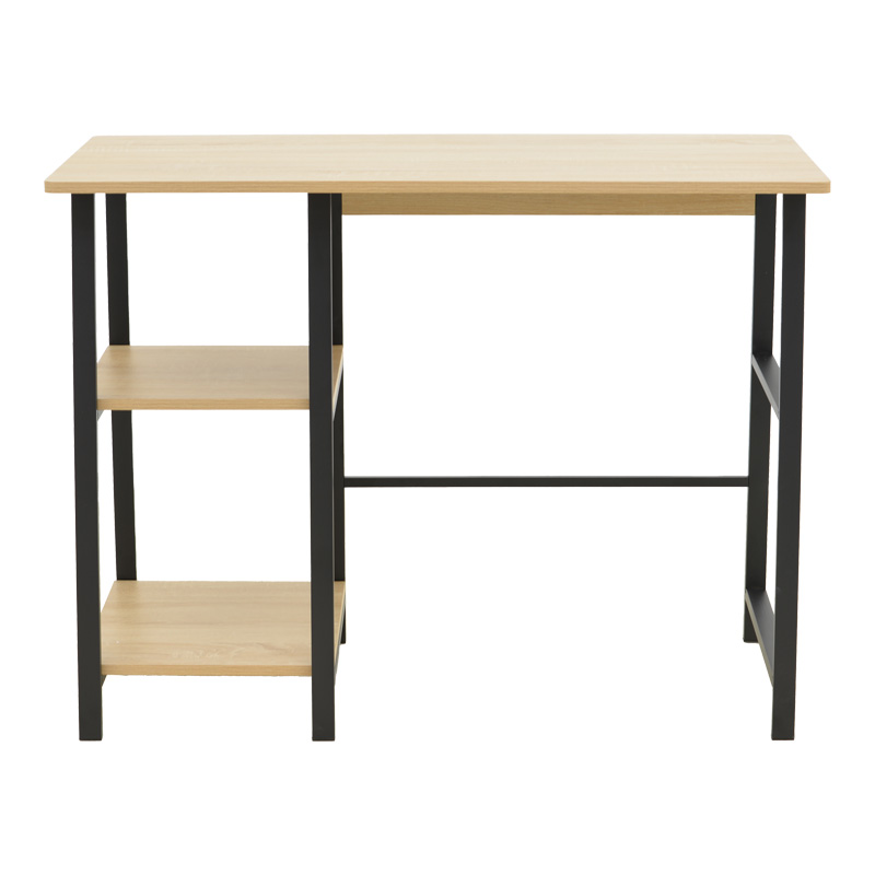 Tavolinë studimi Ferje pakoworld me rafte mdf në ngjyrë natyrale-të zezë 100x48x75cm