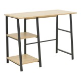 Tavolinë studimi Ferje pakoworld me rafte mdf në ngjyrë natyrale-të zezë 100x48x75cm
