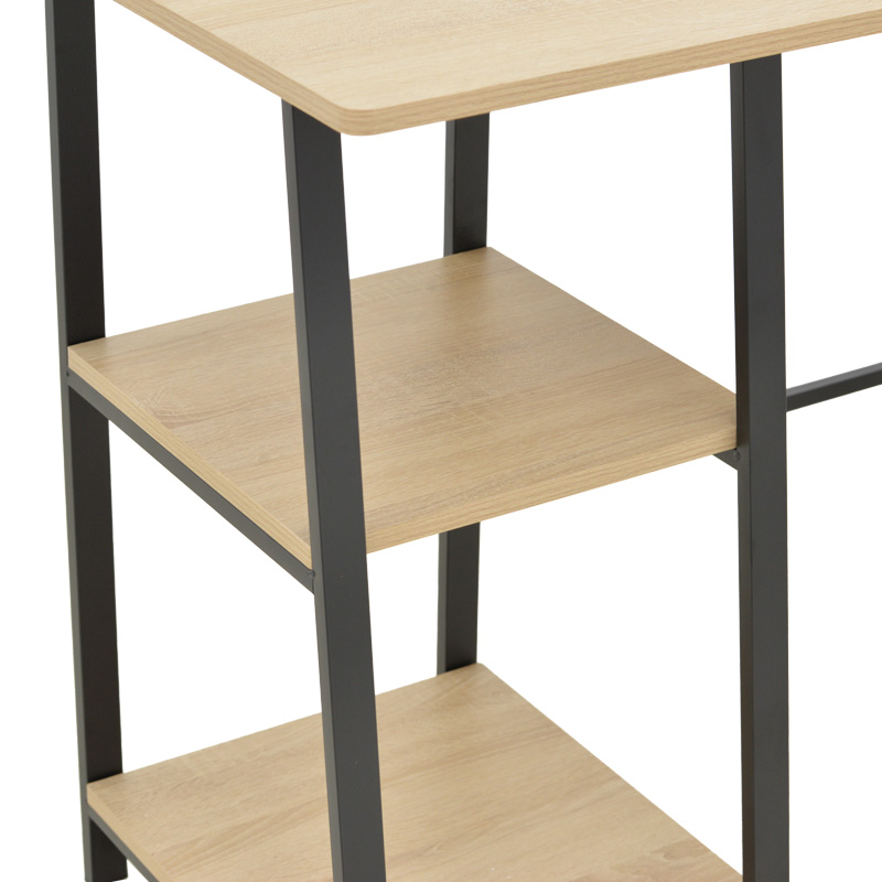 Tavolinë studimi Ferje pakoworld me rafte mdf në ngjyrë natyrale-të zezë 100x48x75cm