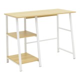 Tavolinë studimi Ferje pakoworld me rafte mdf në ngjyrë natyrale-të bardhë 100x48x75cm