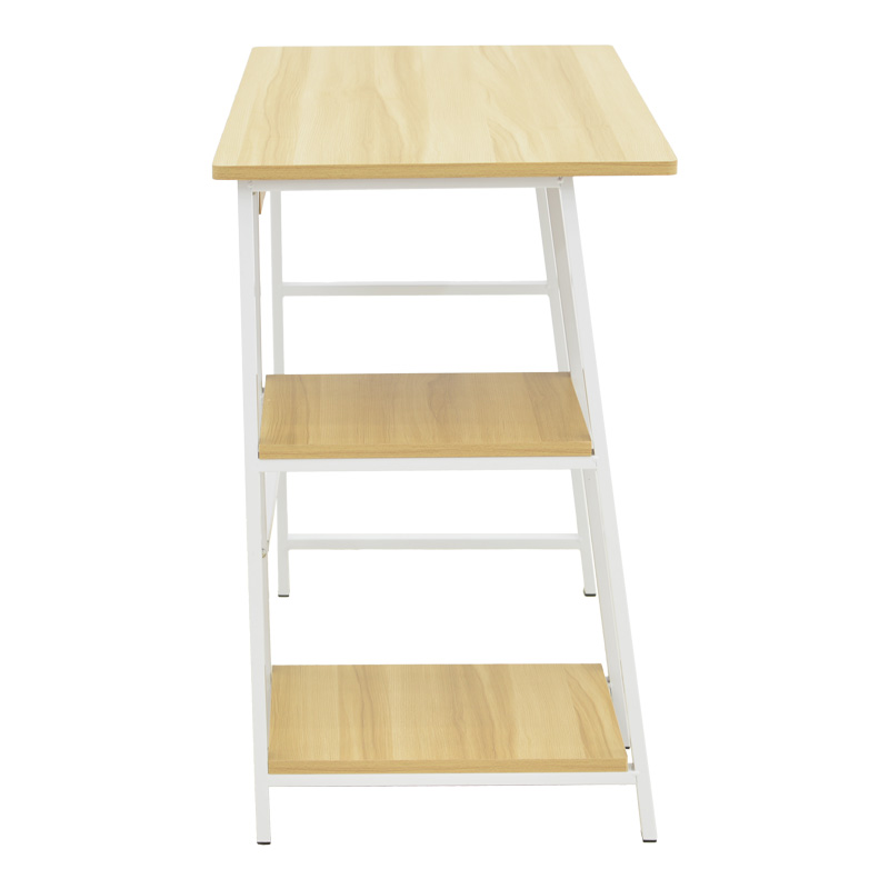 Tavolinë studimi Ferje pakoworld me rafte mdf në ngjyrë natyrale-të bardhë 100x48x75cm