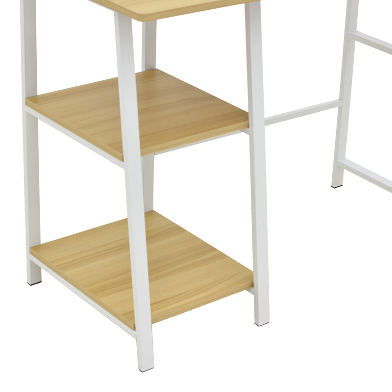 Tavolinë studimi Ferje pakoworld me rafte mdf në ngjyrë natyrale-të bardhë 100x48x75cm