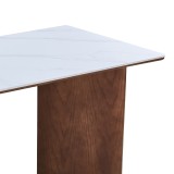 Tavolinë ngrënieje Versy pakoworld gur i sinteruar-mdf në ngjyrë mermeri të bardhë - bazë arre 160x90x75cm