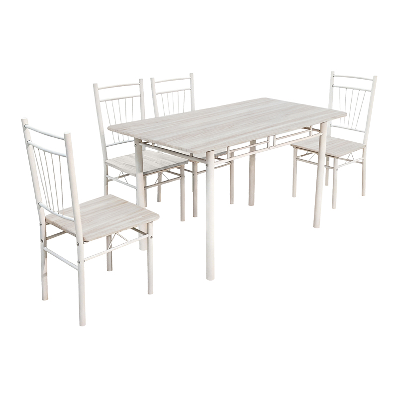 Set ngrënieje Roza pakoworld 5 copë MDF SONOMA dhe këmbë metalike të bardha 120x65x75cm