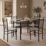 Set ngrënieje Roza pakoworld 5 copë MDF SONOMA dhe këmbë metalike të zeza 120x65x75cm