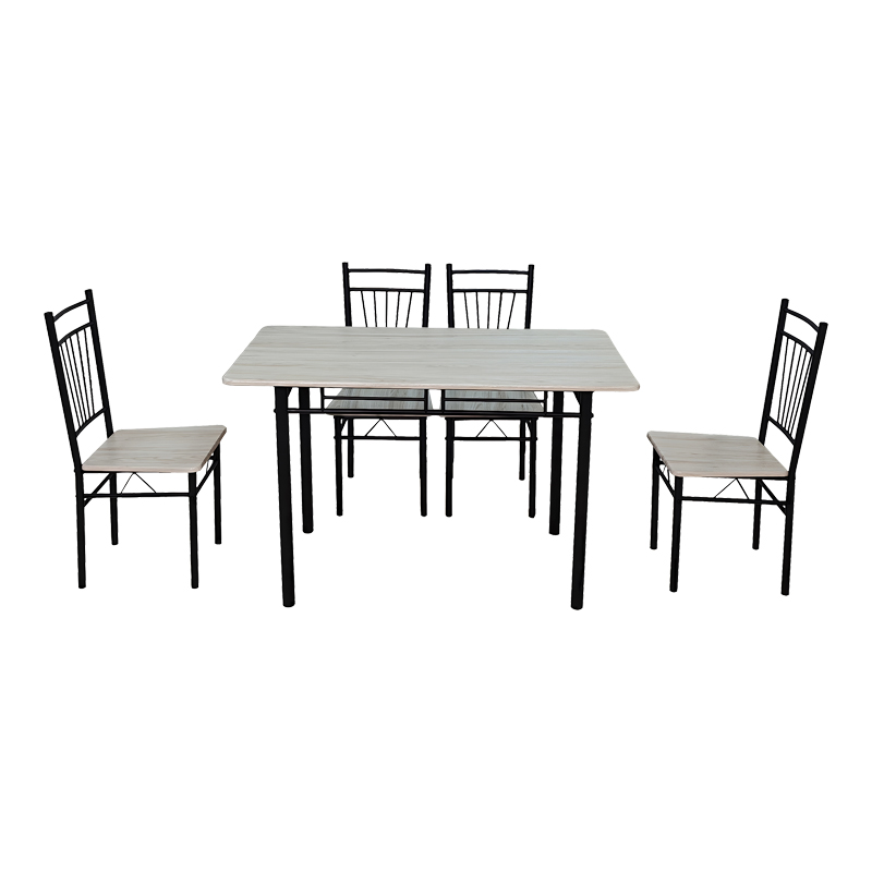 Set ngrënieje Roza pakoworld 5 copë MDF SONOMA dhe këmbë metalike të zeza 120x65x75cm