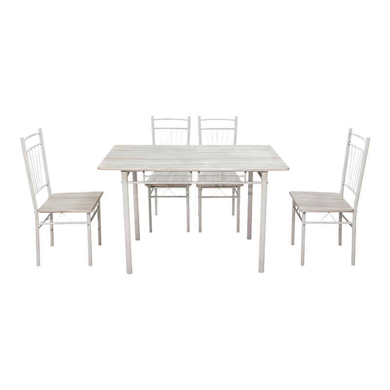 Set ngrënieje Roza pakoworld 5 copë MDF SONOMA dhe këmbë metalike të bardha 110x60x75cm