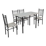 Set ngrënieje Roza pakoworld 5 copë MDF SONOMA dhe këmbë metalike të zeza 110x60x75cm