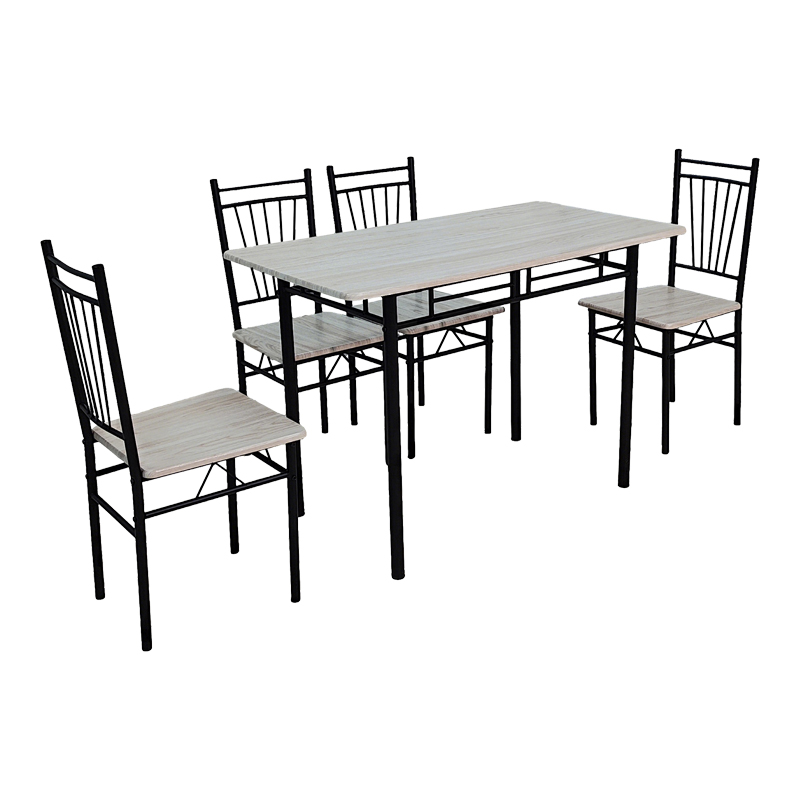 Set ngrënieje Roza pakoworld 5 copë MDF SONOMA dhe këmbë metalike të zeza 110x60x75cm