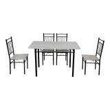 Set ngrënieje Roza pakoworld 5 copë MDF SONOMA dhe këmbë metalike të zeza 110x60x75cm