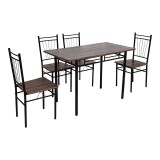 Set ngrënieje Roza pakoworld 5 copë MDF arre dhe këmbë metalike të zeza 110x60x75cm